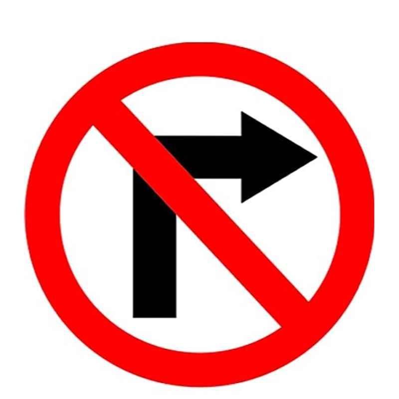 Ladwa 600mm Aluminium Red & White Circle Right Turn Prohibited Mandatory Retro Reflective Road Signage, LSI-MCSB-600mm-LMM