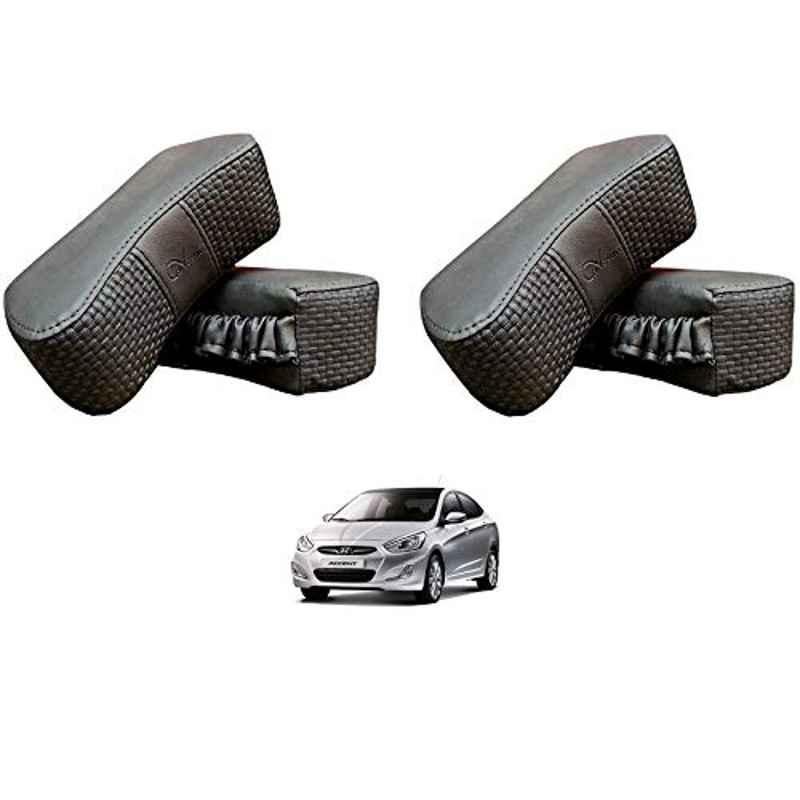 Kozdiko 4 Pcs CV Designer Grey Leatherite Neck Rest Car Cushion Pillow Set for Hyundai Accent