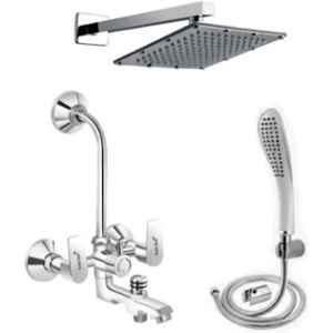 Gold Bell 332 Brass Silver Wall Mounted Chrome Finish 3 in 1 Bathroom Wall Mixer Set