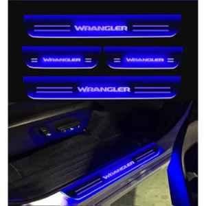 SureStrive 4 Pcs Acrylic Car Side Footstep Set with Blue LED Door Sill Scuff Plate for Jeep Wrangler All Model