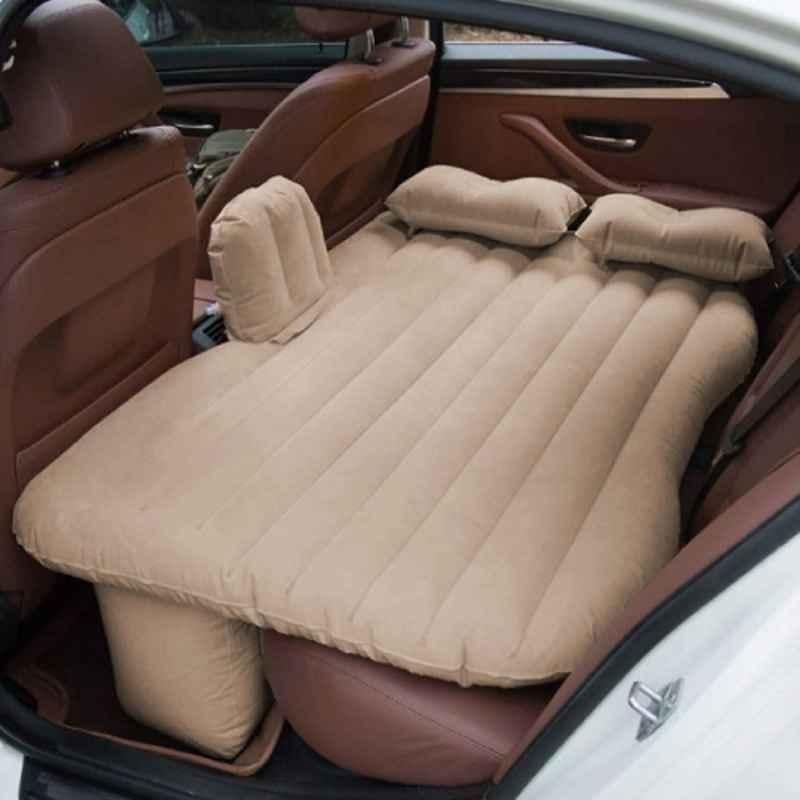 Kingsway PVC Beige Multifunctional Inflatable Car Bed Mattress with Two Air Pillows, Air Pump & Repair Kit