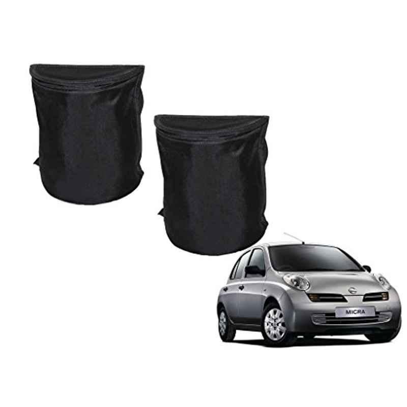 Kozdiko 2 Pcs Black Semi Cylindrical Car Dustbin Set for Nissan Micra