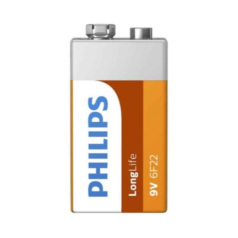 Philips LongLife 7x11x2cm White, Brown & Orange Zinc Chloride Battery, 6F22L1F/97