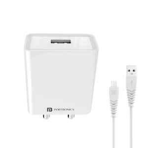 Portronics Adapto 31 1 USB Port White Mobile Chargers with 1m C Type Charging Cable, POR 10027