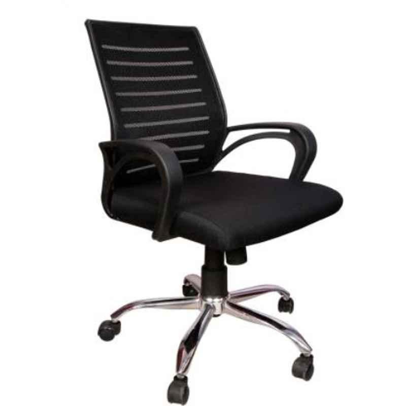 Rajpura Boom Medium Back Black Centre Tilt Mechanism Revolving Office Chair