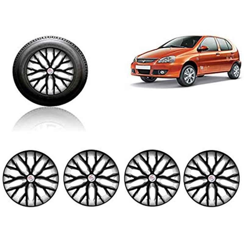 Auto Pearl 4 Pcs 13 inch ABS Black &a; Silver Press Type Fitting Car Wheel Cover Set for Tata Indica-picture-27