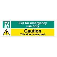 SUNSIGNS 300x100mm Vinyl & Sun Board Exit for Emergency used Only Caution this Door is Alarmed Signage, SN0157VNLM1HPIAAG