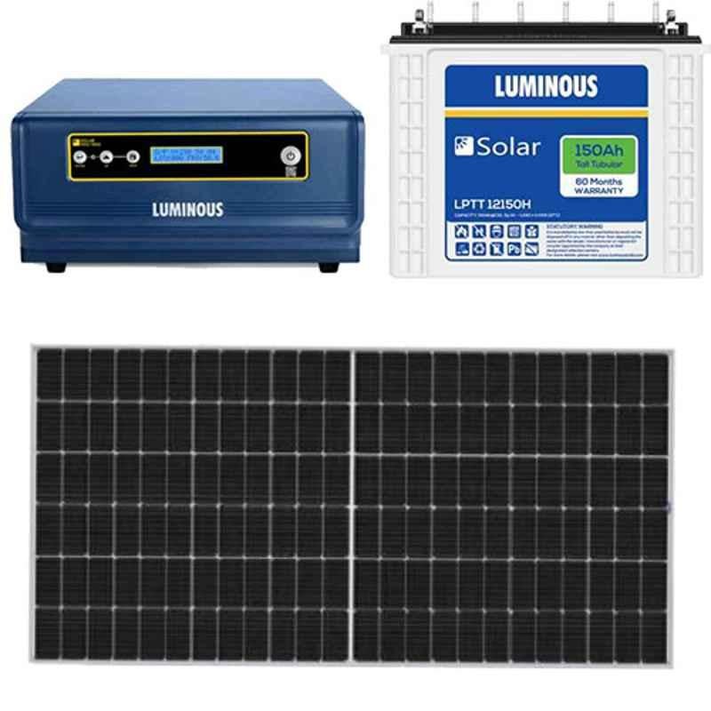 Luminous NXG 1850 Pure Sine Wave Solar Inverter with 2 Pcs 150Ah Solar Battery (60 Months Warranty) & 550W Half Cut Mono PERC Solar PV Module Panel Combo