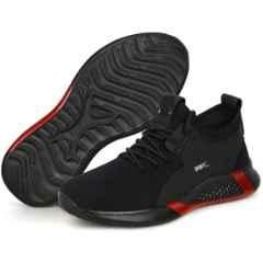 Ambrick Safety-X Mesh Black & Red Steel Toe Industrial Safety Shoes with Air Mix Sole for Men, Size: 7