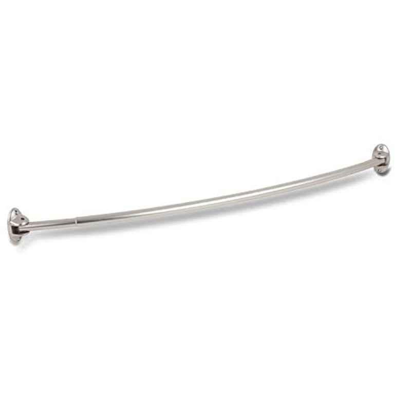 Honey-Can-Do 72 inch Steel Chrome Brushed Nickel Curved Adjustable Curtain Rod, BTH-03382