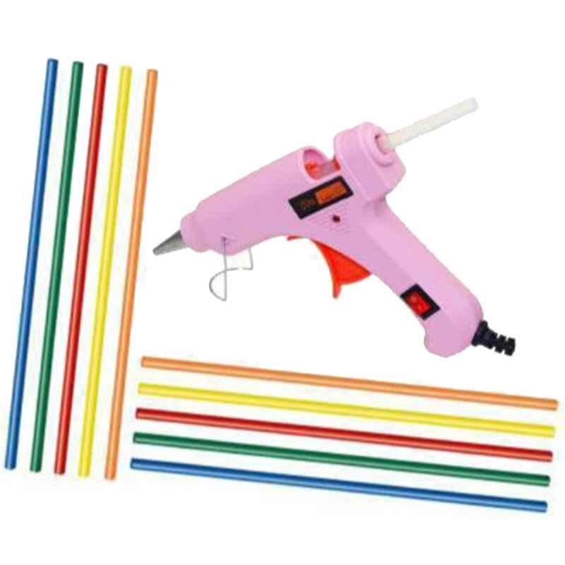 Bandook 20W Pink Glue Gun with 10 Pcs Fluorescent Glue Sticks