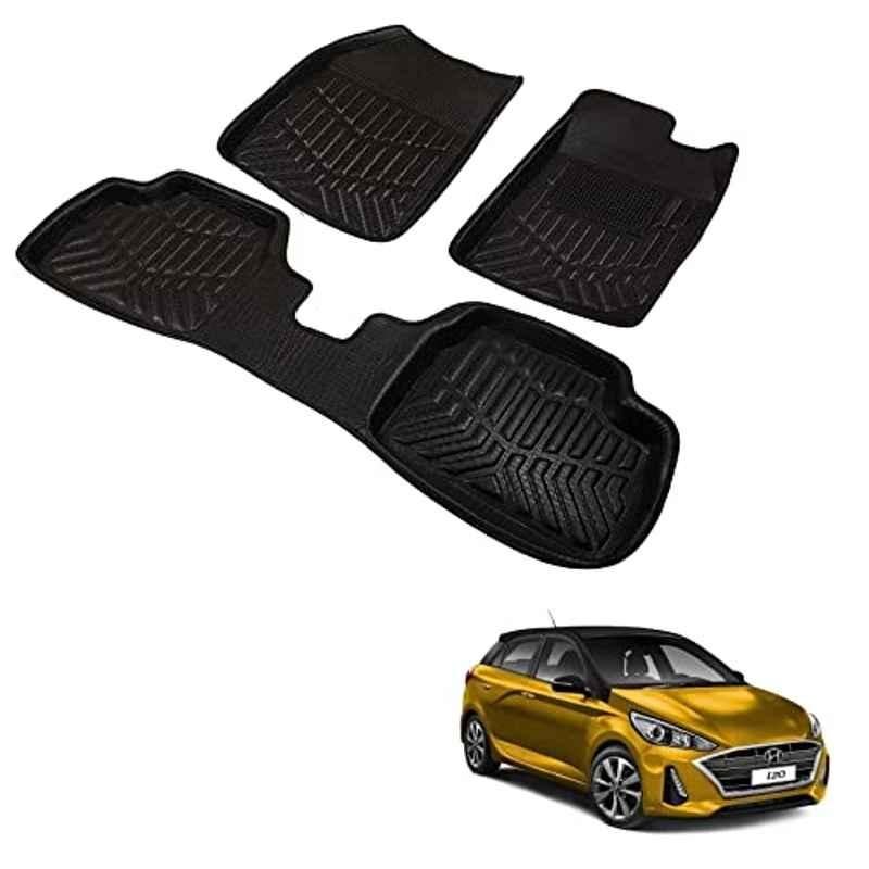 Kozdiko 3D Black Car Foot Mat Set for Hyundai I20 2020-Present, dshbdhb216