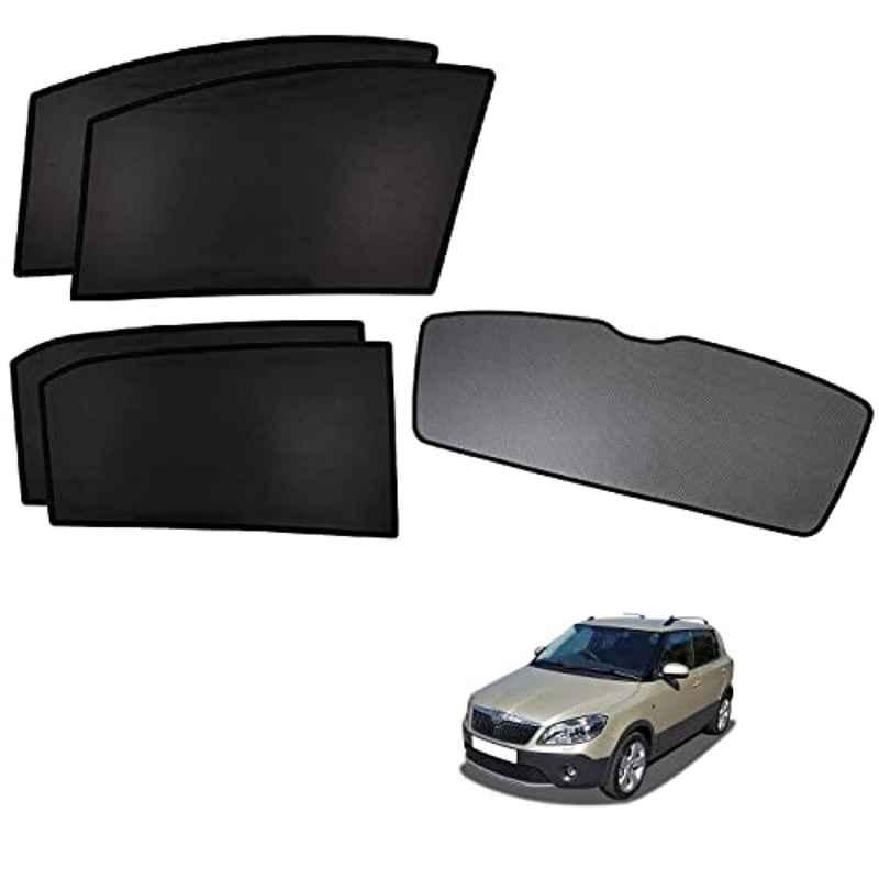 Kozdiko 5 Pcs Polyester Black Non Magnetic Window & Rear Sun Shades Set for Skoda Fabia