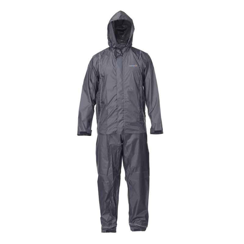 Mallcom Stratus Grey Men PU Raincoat, Size: L
