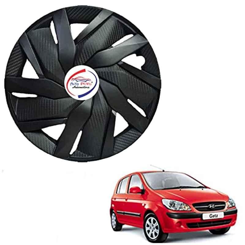 Auto Pearl 4 Pcs 13 inch ABS Black EGLS07 Hubcap Wheel Cover Set with Retention Ring for Hyundai Getz Prime