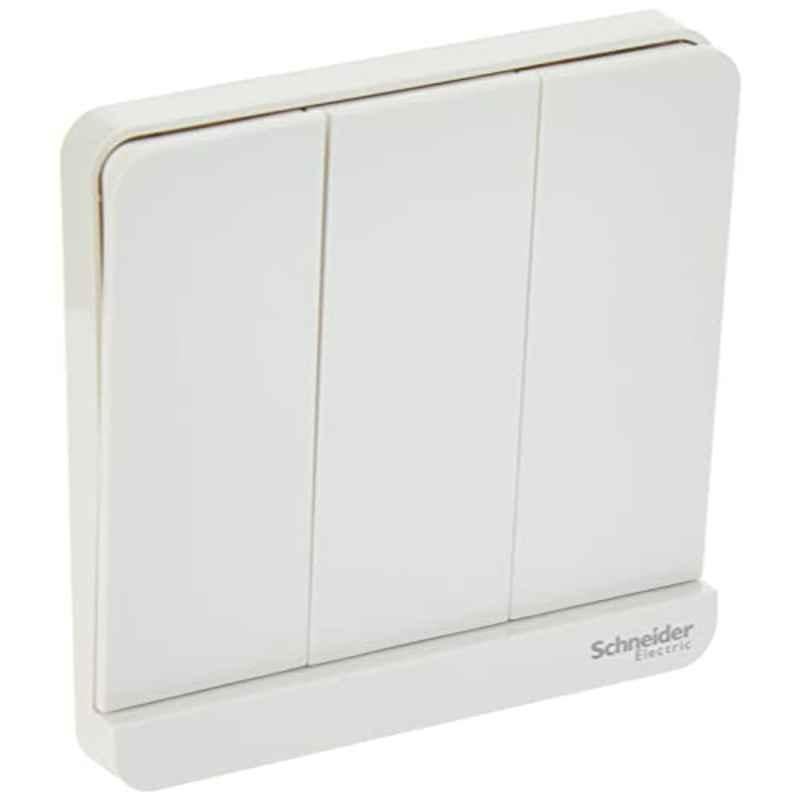 Schneider AvatarOn 16A 2 Way 3 Gang Polycarbonate White Plate Switch