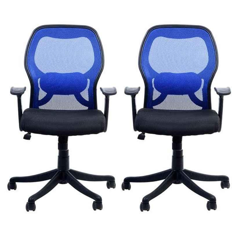 Regent Matrix LB Net & Metal Black & Blue Chair with T Type Handle (Pack of 2)