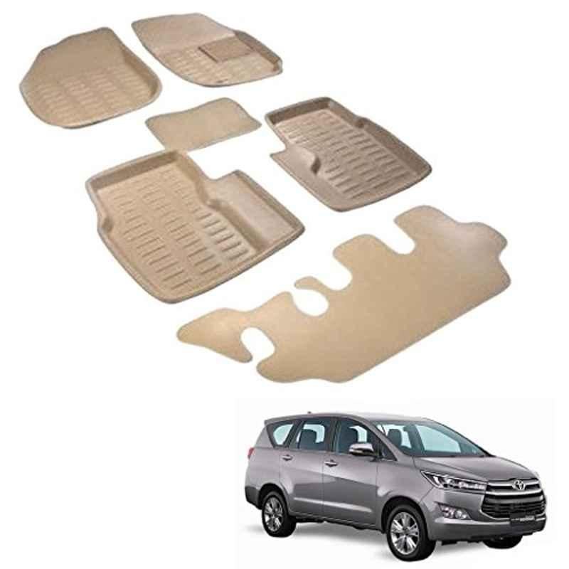 Kozdiko 6 Pcs 4D Beige Car Foot Mat Set for Toyota Innova, koz_42262