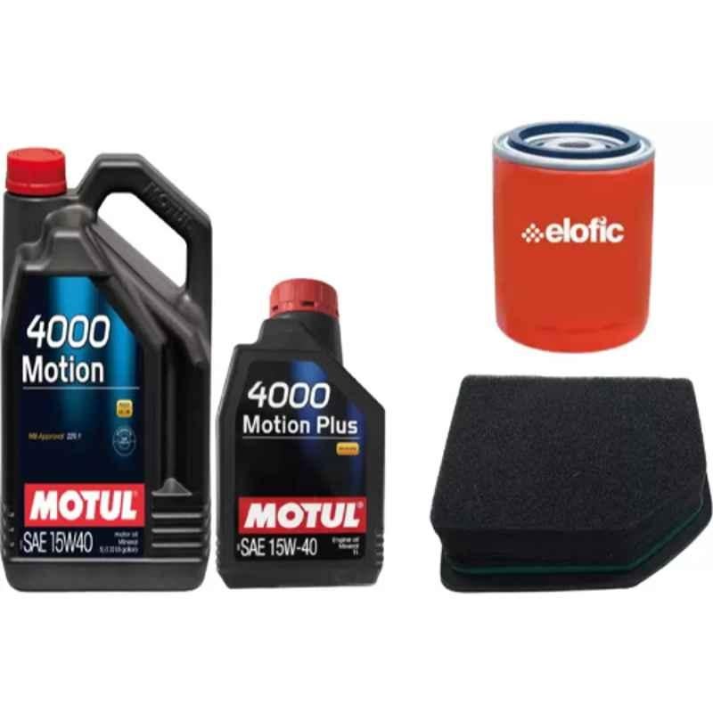 Motul 4000 Motion 15W40 5L Mineral Engine Oil, 4000 Motion Plus 15W40 1L Mineral Engine Oil, Air & Oil Filters Combo for Mahindra XUV500