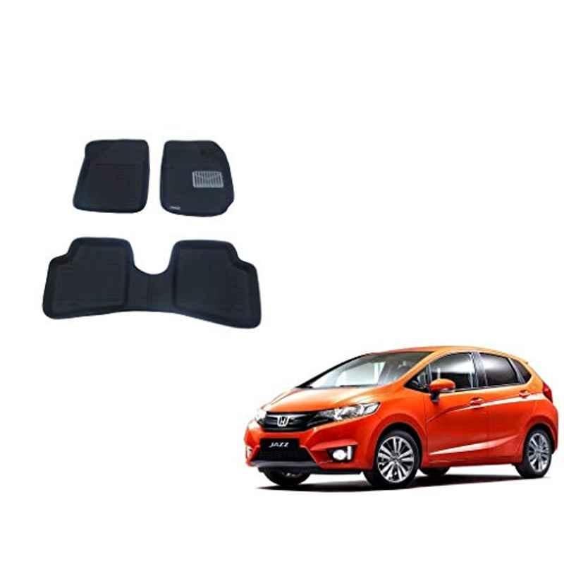 Kozdiko 3 Pcs 3D Black Car Foot Mat Set for Honda Jazz 2015-Present, koz_16656