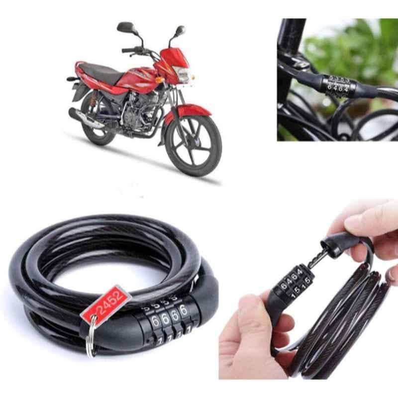 Auto Pearl PVC & Plastic Black Combination Cable Lock for Platina 100 DTS-i, 932
