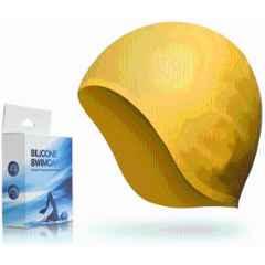Matrica Silicone Yellow Wrinkle Free Swimming Cap, Size: Free