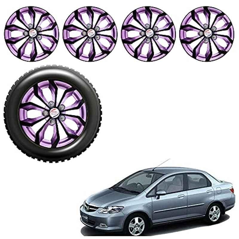 Auto Pearl 4 Pcs 14 inch ABS Black & Violet Car Wheel Cover Set for Honda City Zx
