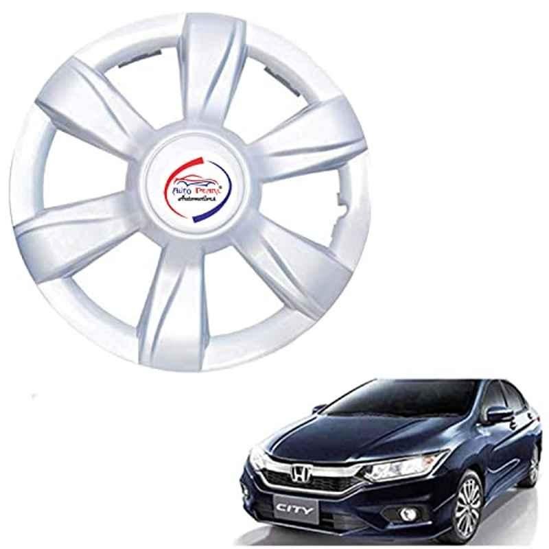 Auto Pearl 4 Pcs 15 inch ABS Xylo Silver Hubcap Wheel Cover Set with Retention Ring for Honda City 2017