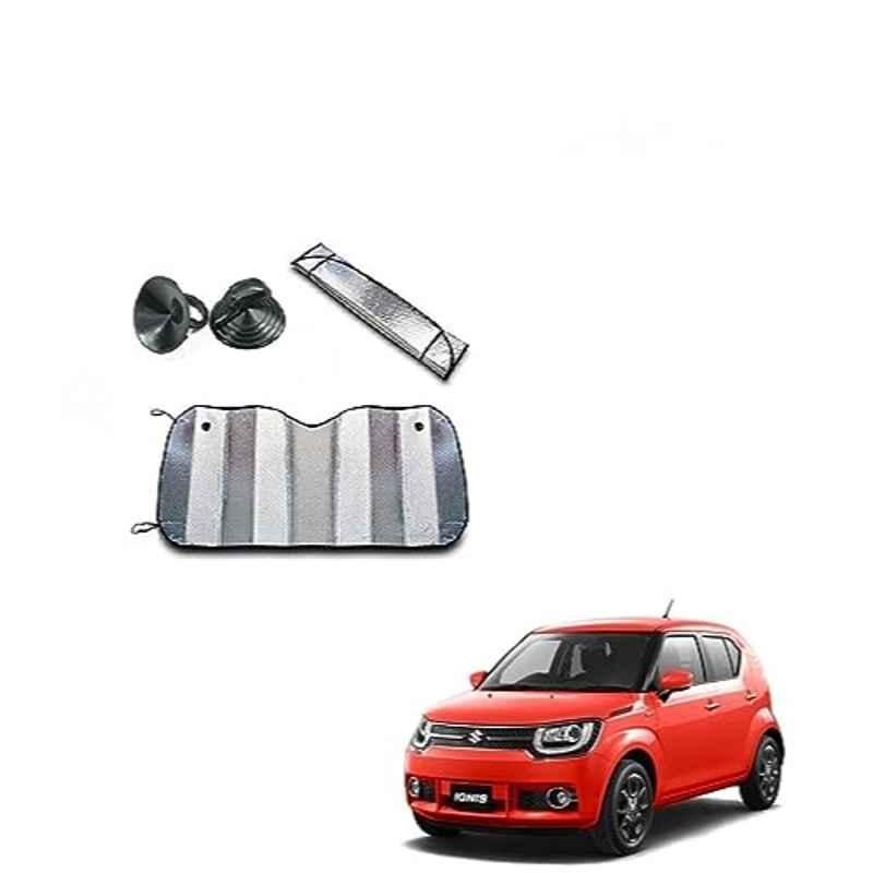 Kozdiko Aluminium Foil UV Protection Silver Windshield Sun Shade for Maruti Suzuki Ignis