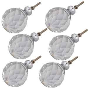 Atom GK002 2.4 inch Clear Crystal Glass Cabinet Door knob (Pack of 6)
