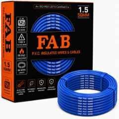 FAB 1.5 Sqmm Single Core Blue FR PVC CCS Copper Insulated House Wire, Length: 91 m