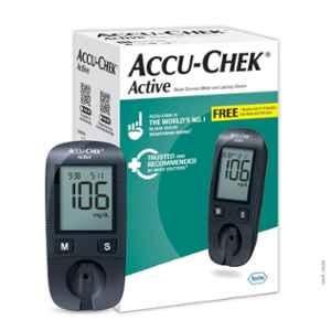 Accu-Chek Multicolour Active Blood Glucose Meter Kit with 10 Pcs Vial Strips & Lancets