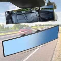 Carizo Convex Blue Tint Anti-Glare Wide Angle Rear View Mirror for Cars