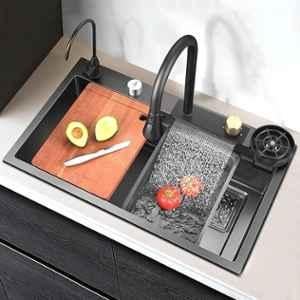 THE SINK SHOP 30x18x9 inch Stainless Steel Black Chrome Finish Single Bowl Kitchen Sink