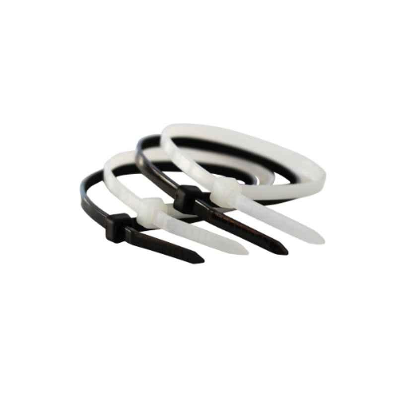 Beorol 100Pcs 7.2x300mm Nylon Plastic White Cable Tie Set, VB7.2x300M