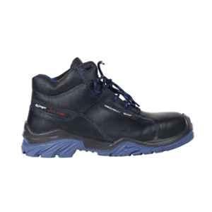 Perf Tornado Leather Fiber Glass Toe High Ankle Black Safety Shoes, Size: 10
