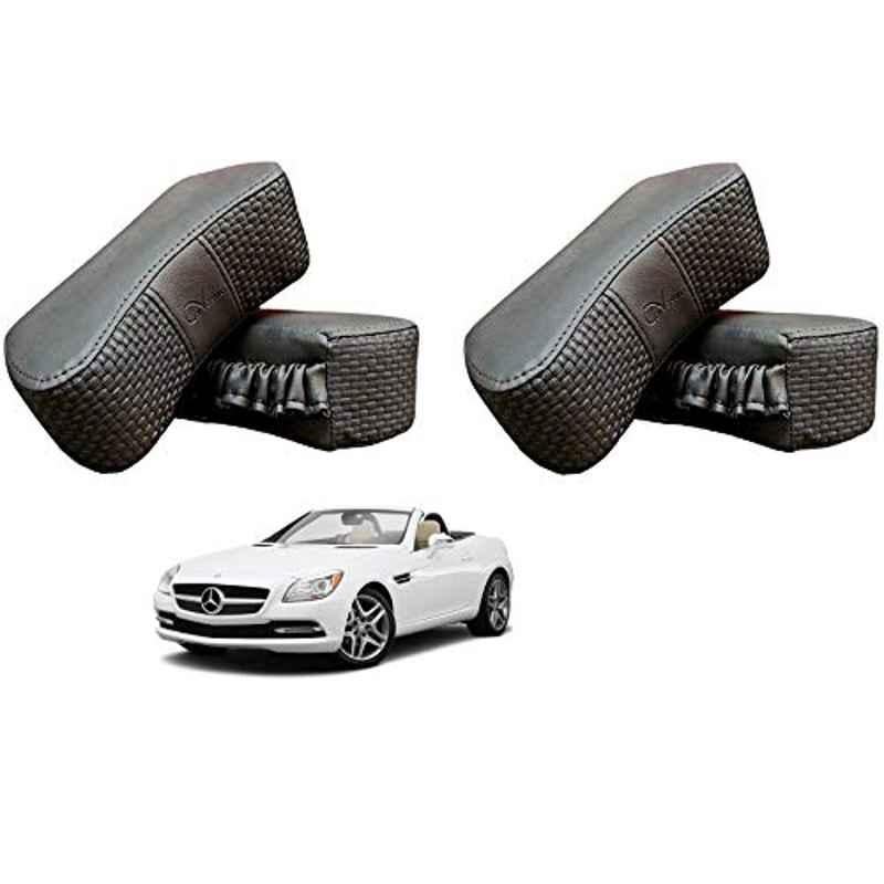Kozdiko 4 Pcs CV Designer Grey Leatherite Neck Rest Car Cushion Pillow Set for Mercedes Benz SLK-Class