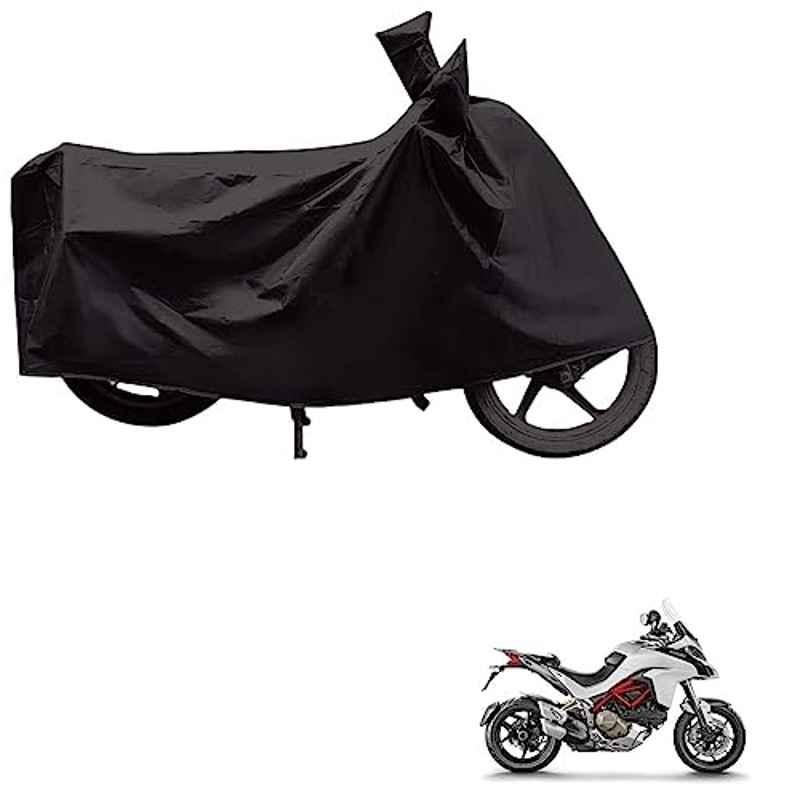 Kozdiko Polyester Black Dust & Waterproof Bike Body Cover with Mirror Pockets for Ducati Multistrada