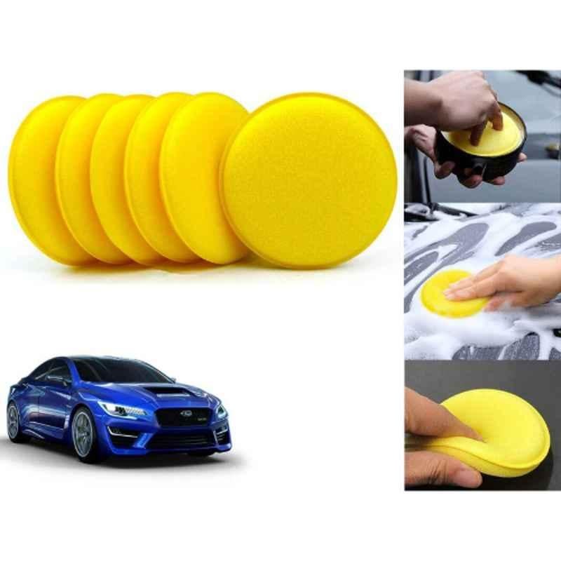 Auto Pearl Polyurethane Beige Washing & Waxing Polish Foam Sponge for WRX (Pack of 6)