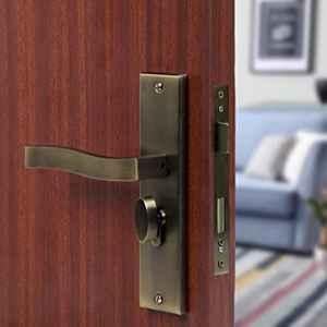 Saze Viva 8 inch Stainless Steel Antique Brass Finish Cylindrical Plate One Side Key Mortise Door Lock Handle Set with 3 Keys