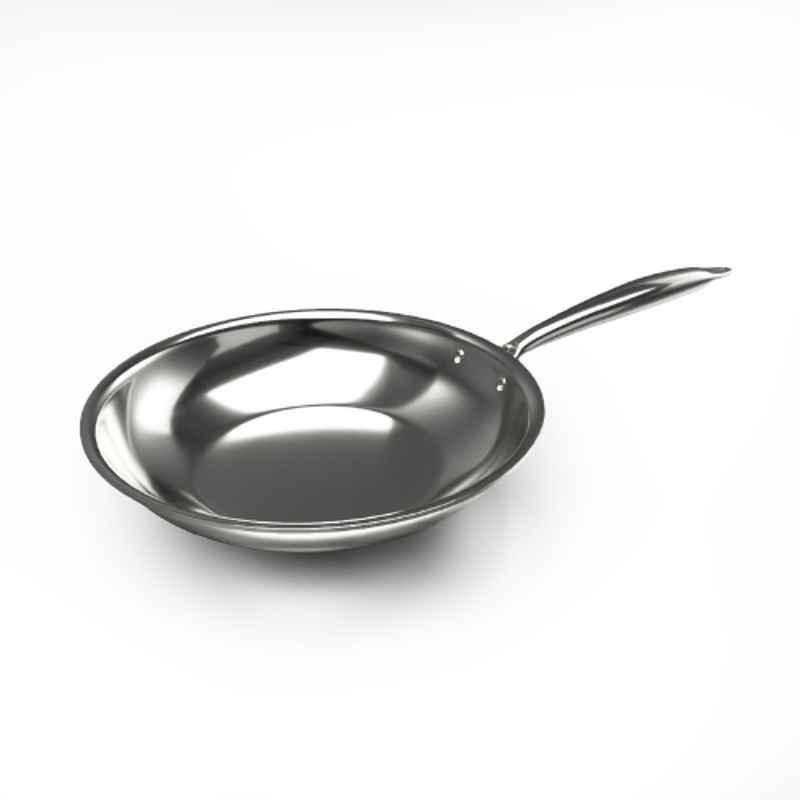 Delici 26cm Stainless Steel Silver Fry Pan, DTFP26