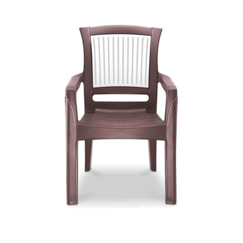 Maharaja Singham104 580x620x880mm Plastic Brown & White Armrest Chair for Home & Office