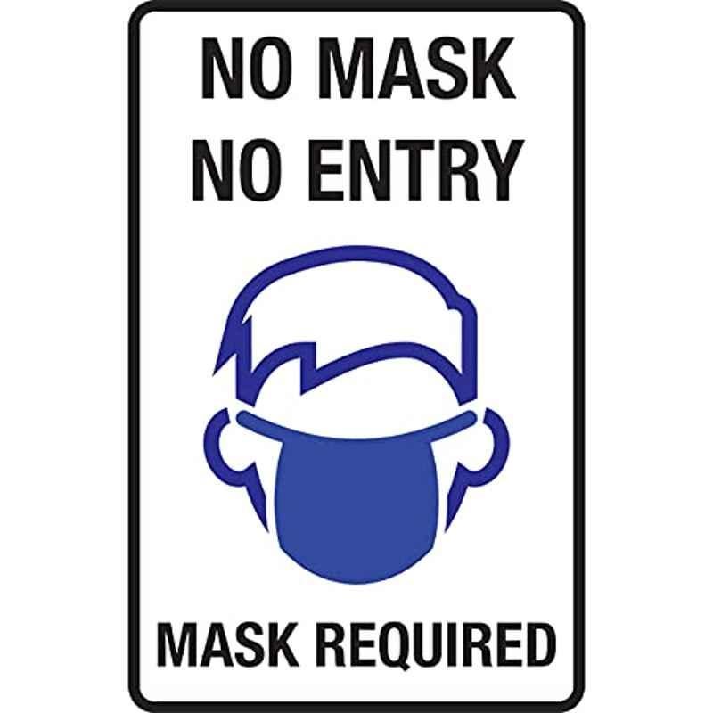Abbasali No Mask No Entry with Mask Required Sticker, Size: A4 (Pack of 3)