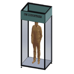 Om Industries SS 304 Fabricated 4x4x8ft Sanitizer Booth with Covid Add Flex Printed Cover