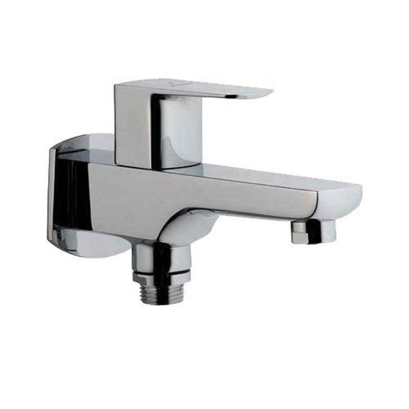 Jaquar Kubix Prime Black Chrome Quarter Turn 2 Way Bib Cock Tap with Wall Flange, KUP-BCH-35041PM