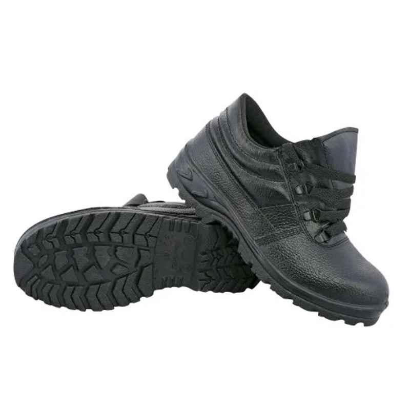 Galista Rockstrong Leather Steel Toe Black Safety Shoes, Size: 11