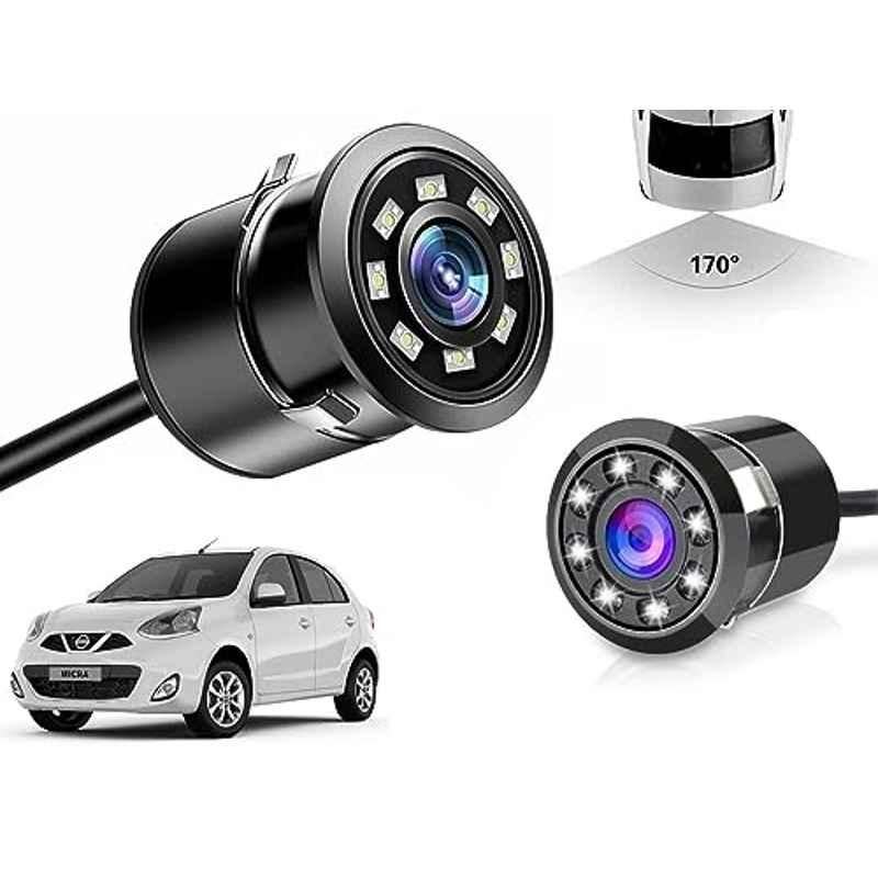 Auto Pearl 8 LED Black Waterproof & Shockproof HD Night Vision Car Reverse Parking Camera for Nissan Micra