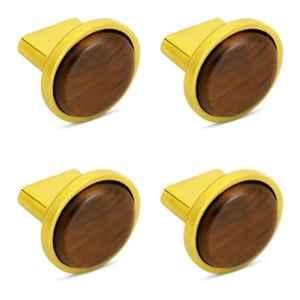 Plantex Knobs for Drawer/Round Drawer Knobs/Knobs for Cabinets/Pull-Push Knobs for Kitchen/Bedroom Drawer (Pack of 4) Small, Gold & Wood