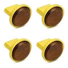 Plantex Knobs for Drawer/Round Drawer Knobs/Knobs for Cabinets/Pull-Push Knobs for Kitchen/Bedroom Drawer (Pack of 4) Small, Gold & Wood