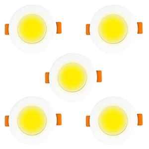 Fybros Zeno 3W Polycarbonate Yellow Round LED Down Light for Bedroom & Living Room, FLS5844E (Pack of 5)